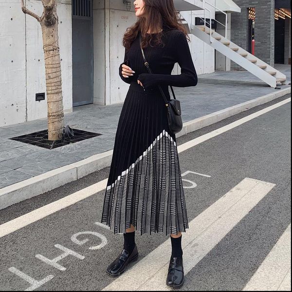women skirt knitted midi a line black elegant pleated plaid plus size spring autumn winter faldas femme jupes
women skirt knitted midi a line black elegant pleated plaid plus size spring autumn winter faldas femme jupes