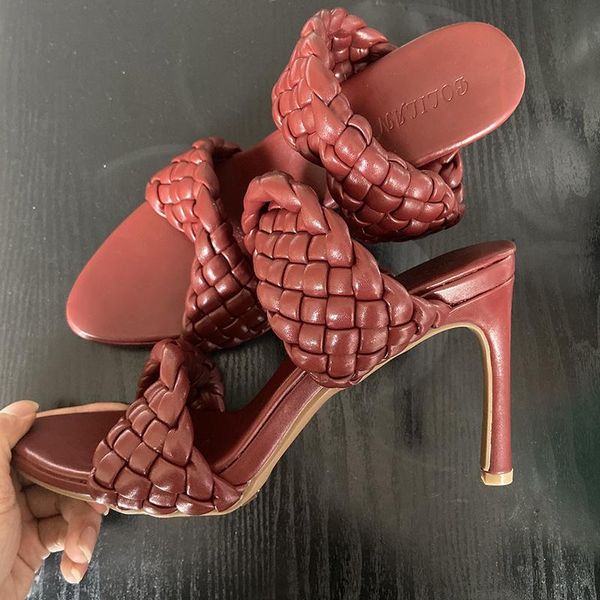 designer slides nightclub mules women 9cm high heels fetish summer sandals weave slippers wedding bridal shoes, Black
designer slides nightclub mules women 9cm high heels fetish summer sandals weave slippers wedding bridal shoes, Black