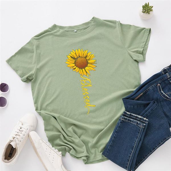 women's t-shirt blessed sunflower print cotton vintage short sleeve t shirt women plus size s-5xl casual harajuku basic tshirt, White
women's t-shirt blessed sunflower print cotton vintage short sleeve t shirt women plus size s-5xl casual harajuku basic tshirt, White