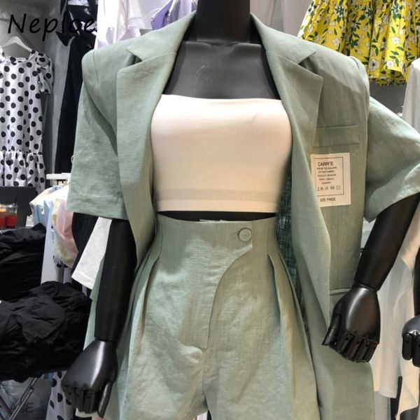 women's suits & blazers neploe office lady temperament short sleeve women notched straight woman coat 2021 summer solid blazer mujer, White;black
women's suits & blazers neploe office lady temperament short sleeve women notched straight woman coat 2021 summer solid blazer mujer, White;black