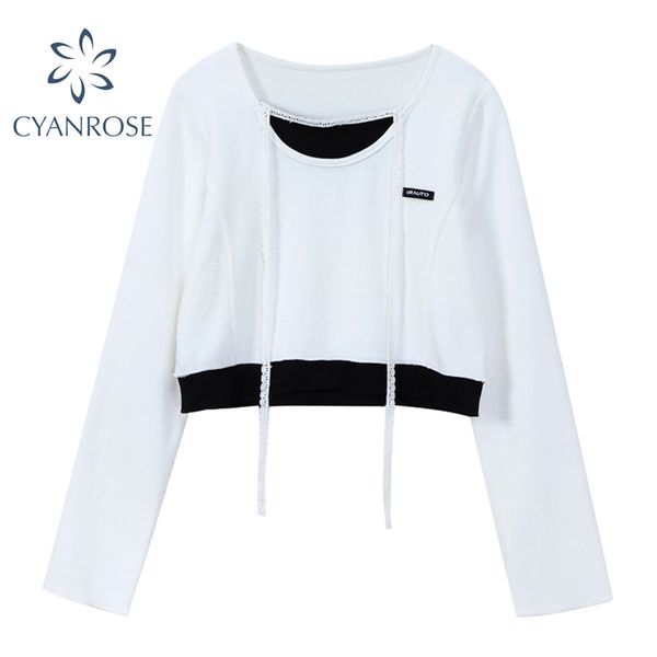 patchwork t shirt women long sleeve streetwear crop tees o neck collar halter contrast color casual loose ins female 210417, White
patchwork t shirt women long sleeve streetwear crop tees o neck collar halter contrast color casual loose ins female 210417, White