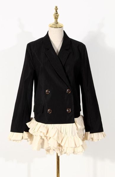 women elegant asymmetry slim ruffles frill pleated patchwork special design work office business suit women's suits & blazers, White;black
women elegant asymmetry slim ruffles frill pleated patchwork special design work office business suit women's suits & blazers, White;black