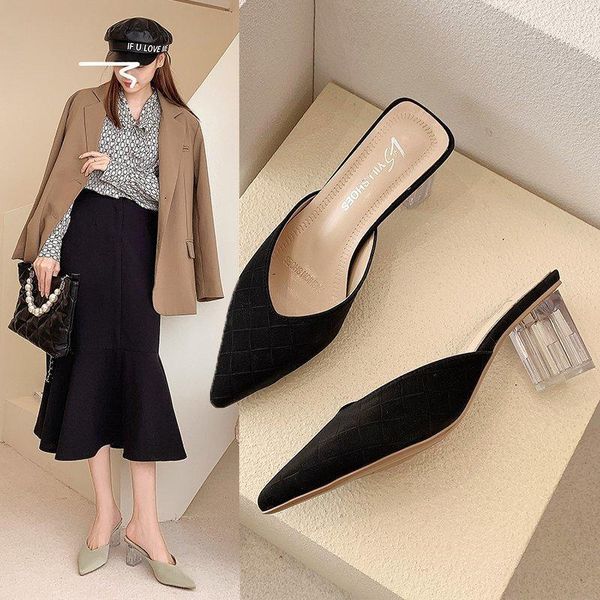 slippers clear thick high heels women pointy toe mules flipflops transparent summer shoes woman sandals gingham cover slides, Black
slippers clear thick high heels women pointy toe mules flipflops transparent summer shoes woman sandals gingham cover slides, Black