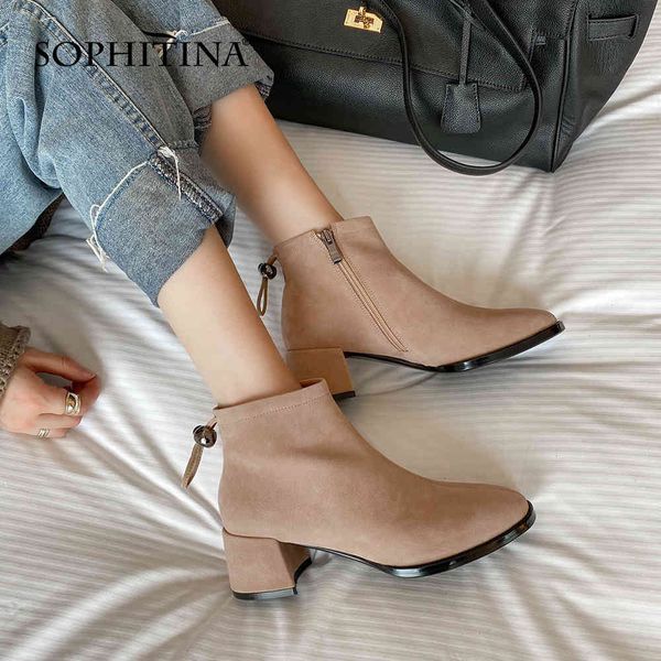 sophitina women's boots fashion elegant kid suede handmade ladies ankle boots round toe middle heel zipper shoes women so596 210513, Black
sophitina women's boots fashion elegant kid suede handmade ladies ankle boots round toe middle heel zipper shoes women so596 210513, Black