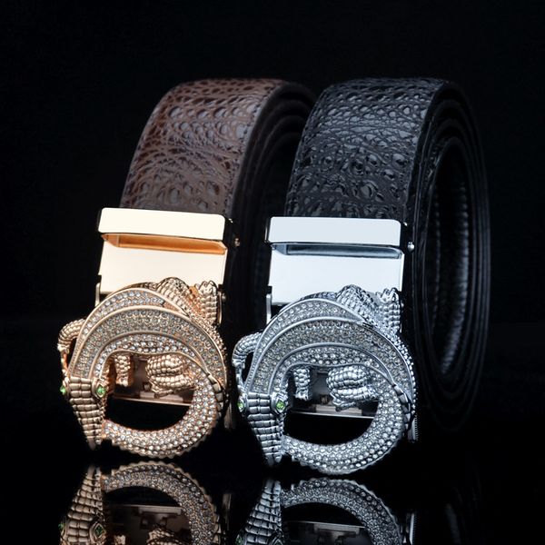 men's leather inlaid with diamond automatic buckle leisure business crocodile belt, Black;brown
men's leather inlaid with diamond automatic buckle leisure business crocodile belt, Black;brown