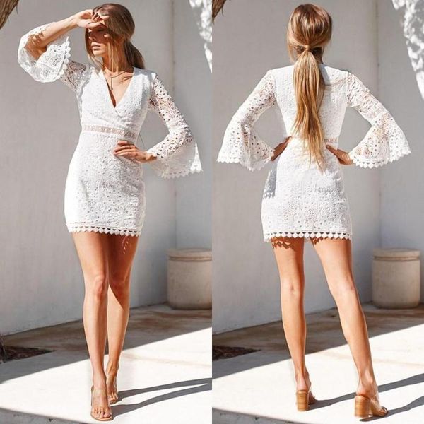 casual dresses linglewei spring and summer women's dress deep v bell sleeve pencil slim fit middle, Black;gray
casual dresses linglewei spring and summer women's dress deep v bell sleeve pencil slim fit middle, Black;gray