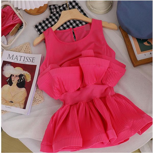 women's blouses & shirts western design sense folds ruffled waist thinning stitching chiffon sleeveless sweet blouse, White
women's blouses & shirts western design sense folds ruffled waist thinning stitching chiffon sleeveless sweet blouse, White