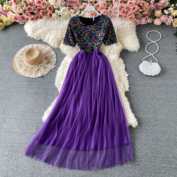 summer women sequin long dress purple/black party round neck short sleeve high waist mesh patchwork vestidos female elegant 2021, Black;gray
summer women sequin long dress purple/black party round neck short sleeve high waist mesh patchwork vestidos female elegant 2021, Black;gray
