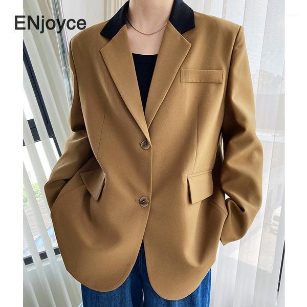 women's suits & blazers vintage coffee patchwork collar blazer women spring fall casual suit korean trendy office ladies long sleeve wo, White;black
women's suits & blazers vintage coffee patchwork collar blazer women spring fall casual suit korean trendy office ladies long sleeve wo, White;black