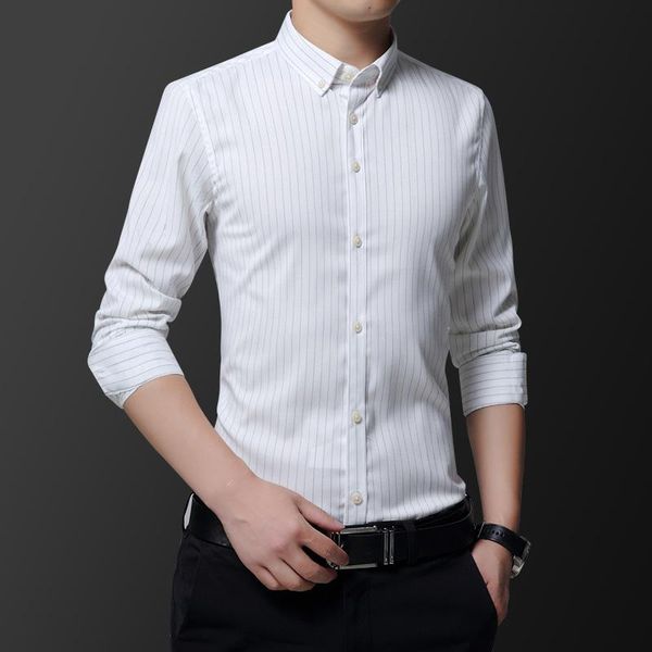 men's casual shirts 2021 spring and autumn business shirt men lapel striped long sleeves zde1014, White;black
men's casual shirts 2021 spring and autumn business shirt men lapel striped long sleeves zde1014, White;black