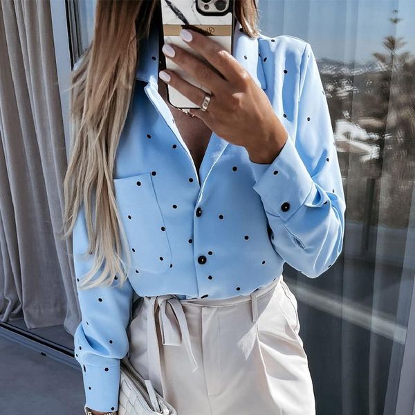 women's blouses & shirts button polka dot pocket shirt women long sleeve casual all-match ladies 2021 summer loose female, White
women's blouses & shirts button polka dot pocket shirt women long sleeve casual all-match ladies 2021 summer loose female, White