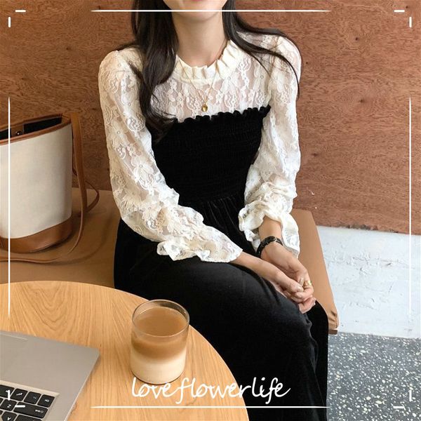 lace vintage dress women o-neck elegant black dress female casual patchwork long sleeve dress korean autumn 210521, Black;gray
lace vintage dress women o-neck elegant black dress female casual patchwork long sleeve dress korean autumn 210521, Black;gray