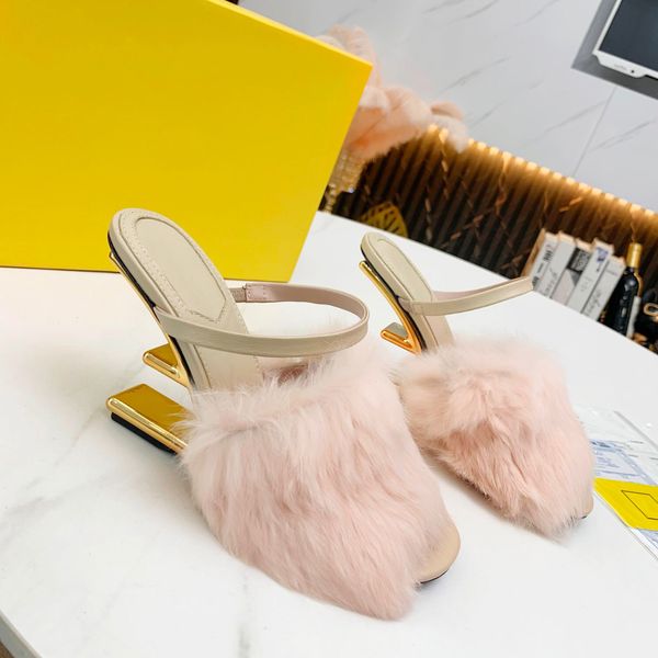 pink f sculpted high-heeled slippers metallic high heels open toes slip-on slides fur with leather outsole sandals for women luxury designer, Black
pink f sculpted high-heeled slippers metallic high heels open toes slip-on slides fur with leather outsole sandals for women luxury designer, Black