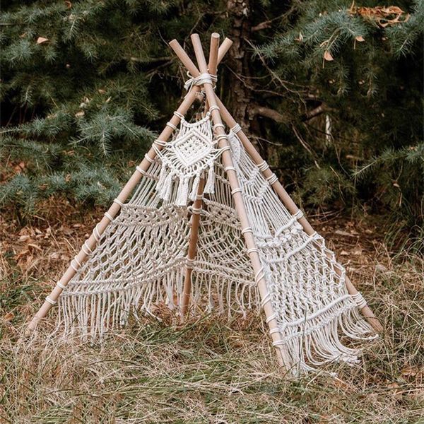 tapestries nordic style hand-woven macrame tapestry tent with wooden stick holder kids cotton rope net pography bohemia decoration
tapestries nordic style hand-woven macrame tapestry tent with wooden stick holder kids cotton rope net pography bohemia decoration