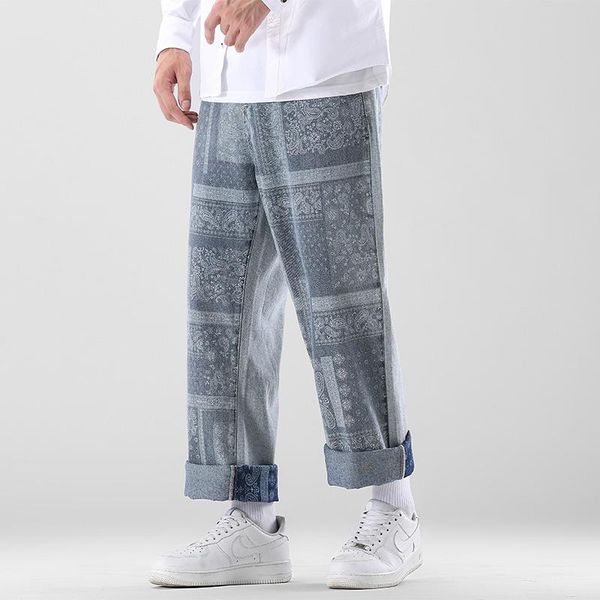 men's jeans 2021 autumn graphic print denim wide-leg pants streetwear elastic waist baggy male brand clothes, Blue
men's jeans 2021 autumn graphic print denim wide-leg pants streetwear elastic waist baggy male brand clothes, Blue