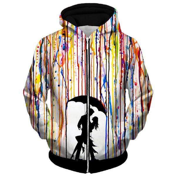 color paint pattern men s zip-up hoodie visual impact party punk goth round neck sweater hoodie, Black
color paint pattern men s zip-up hoodie visual impact party punk goth round neck sweater hoodie, Black