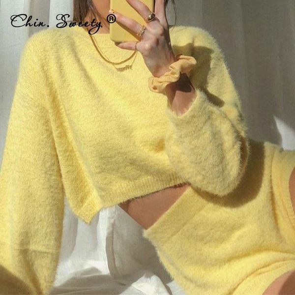 women's tracksuits knitted solid pullovers shorts suit 2021 autumn long sleeve cropped sweaters 2 piece set ladies sweet simple office, Gray
women's tracksuits knitted solid pullovers shorts suit 2021 autumn long sleeve cropped sweaters 2 piece set ladies sweet simple office, Gray