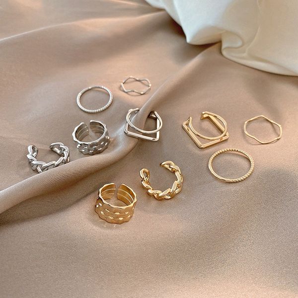 2021 ins net red same fashion temperament hip hop style five piece set female personality index finger ring, Silver
2021 ins net red same fashion temperament hip hop style five piece set female personality index finger ring, Silver