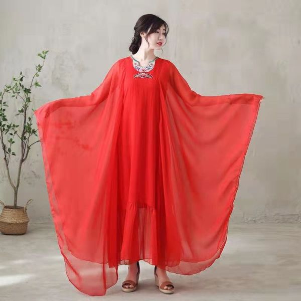 red women vintage robe femme long batwing sleeve chinese style women dresses loose oriental costume cheongsam vestido 12011
red women vintage robe femme long batwing sleeve chinese style women dresses loose oriental costume cheongsam vestido 12011