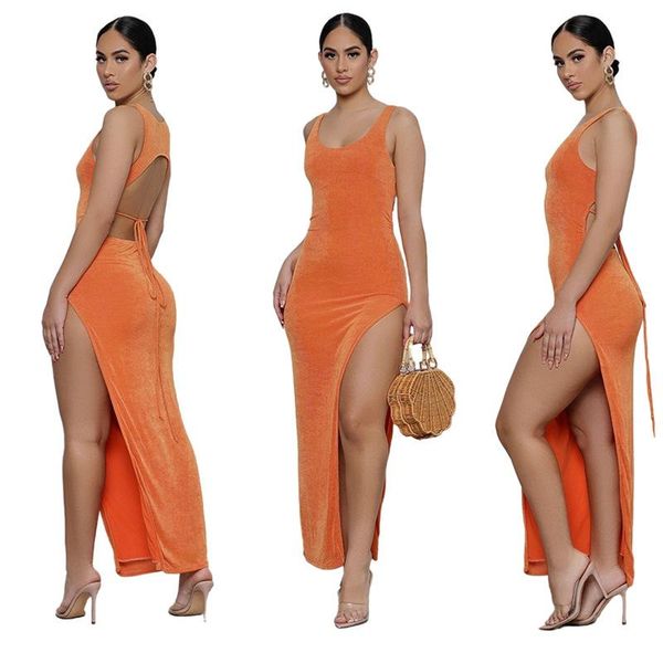 casual dresses clubwear women velvet charming o-neck sleeveless backless lace-up lady's pure color slit ankle-length vest dress, Black;gray
casual dresses clubwear women velvet charming o-neck sleeveless backless lace-up lady's pure color slit ankle-length vest dress, Black;gray