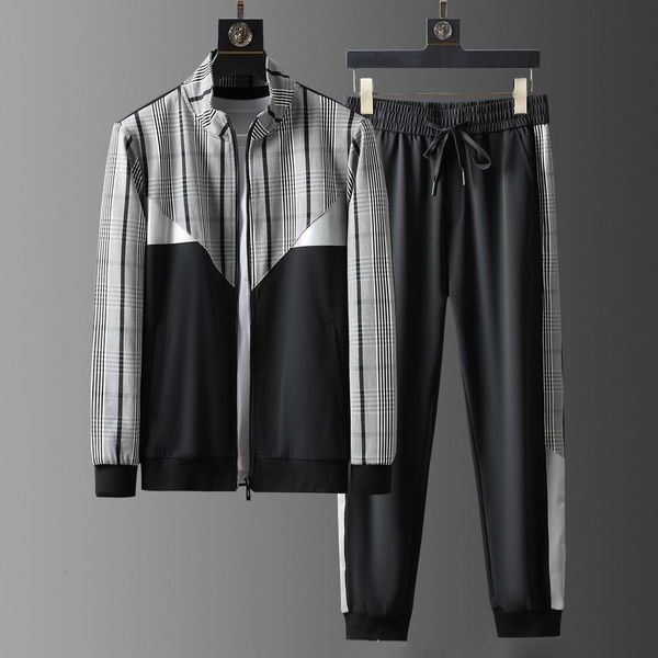 tracksuit shirt mens sets (jacket+pants) luxury plaid zipper splicing jackets male suits fashion elastic waist slim fit man pants 3xl, Gray
tracksuit shirt mens sets (jacket+pants) luxury plaid zipper splicing jackets male suits fashion elastic waist slim fit man pants 3xl, Gray