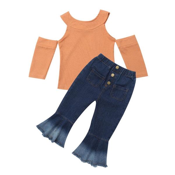 clothing sets kids girls clothes set off shoulder open sleeve knitted + jeans flared pants trousers casual fashion spring autumn outfit, White
clothing sets kids girls clothes set off shoulder open sleeve knitted + jeans flared pants trousers casual fashion spring autumn outfit, White