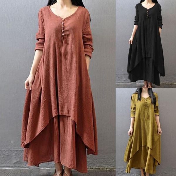 casual dresses autumn dress buttons decor false two pieces baggy large hem v-neck solid color long sleeve retro for daily wear, Black;gray
casual dresses autumn dress buttons decor false two pieces baggy large hem v-neck solid color long sleeve retro for daily wear, Black;gray