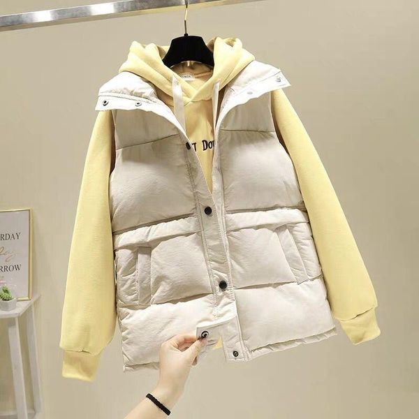 women's vests women vest 2021 winter sleeveless ladies single breasted pocket space cotton jacket without cap loose female portable out, Black;white
women's vests women vest 2021 winter sleeveless ladies single breasted pocket space cotton jacket without cap loose female portable out, Black;white