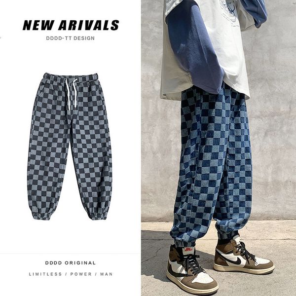 drawstring plaid jeans mens fashion retro harajuku jeans men streetwear loose hip-hop straight-leg denim trousers mens s-3xl, Blue
drawstring plaid jeans mens fashion retro harajuku jeans men streetwear loose hip-hop straight-leg denim trousers mens s-3xl, Blue