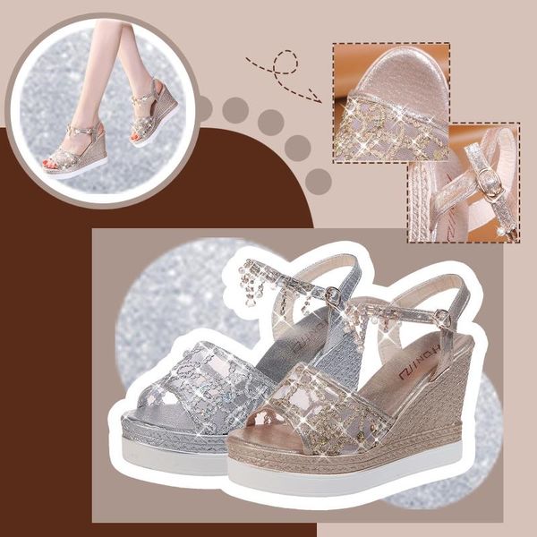 women sandals fashion rhinestone mesh lace wedges platforms crystal high heels pumps buckle party elegant lady shoes #40, Black
women sandals fashion rhinestone mesh lace wedges platforms crystal high heels pumps buckle party elegant lady shoes #40, Black