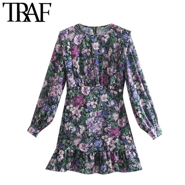 women chic fashion floral print ruffled mini dress vintage long sleeve side zipper female dresses vestidos mujer 210507, Black;gray
women chic fashion floral print ruffled mini dress vintage long sleeve side zipper female dresses vestidos mujer 210507, Black;gray