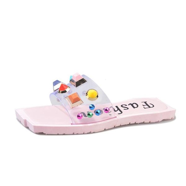 slippers women summer flat sandals beach slides transparent square toe mixed color crystal rivet soft female flip flops, Black
slippers women summer flat sandals beach slides transparent square toe mixed color crystal rivet soft female flip flops, Black