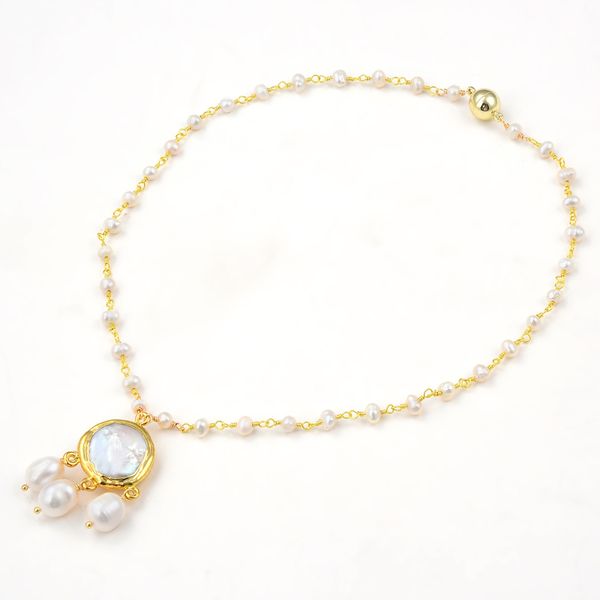 guaiguai jewelry natural freshwater cultured white pearl rosary chain necklace white coin pearl pendant 18" for women, Silver
guaiguai jewelry natural freshwater cultured white pearl rosary chain necklace white coin pearl pendant 18" for women, Silver