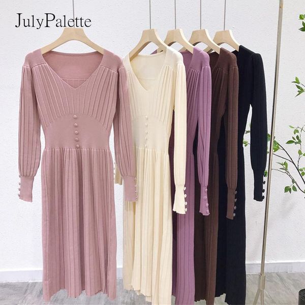 casual dresses julypalette 2021 autumn winter v-neck pleated knitted dress solid long sleeve button a-line elegant ladies sweater, Black;gray
casual dresses julypalette 2021 autumn winter v-neck pleated knitted dress solid long sleeve button a-line elegant ladies sweater, Black;gray
