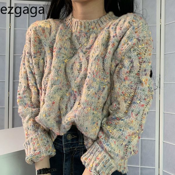 ezgaga colorful dot vintage thick knitted sweater female winter fashion o-neck long sleeve outwear women loose streetwear 210430, White;black
ezgaga colorful dot vintage thick knitted sweater female winter fashion o-neck long sleeve outwear women loose streetwear 210430, White;black