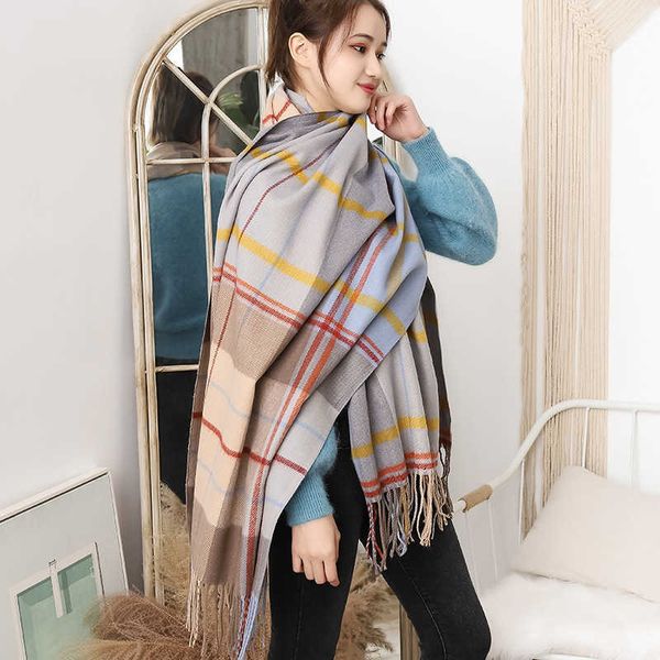plaid women autumn and winter 2021 thickened warm tassel shawl winter scarf men's imitation cashmere scarf, Blue;gray
plaid women autumn and winter 2021 thickened warm tassel shawl winter scarf men's imitation cashmere scarf, Blue;gray