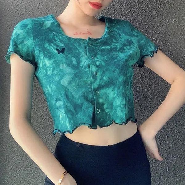 women's t-shirt t shirts women short sleeve butterflies embroidery tie dye crop shirt summer ruffles tshirt ladies button up cardigan, White
women's t-shirt t shirts women short sleeve butterflies embroidery tie dye crop shirt summer ruffles tshirt ladies button up cardigan, White