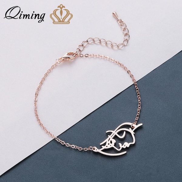 link, chain qiming artistical figure women's bracelet charms girls face stainless steel jewelry rose gold girl boho bracelets, Black
link, chain qiming artistical figure women's bracelet charms girls face stainless steel jewelry rose gold girl boho bracelets, Black
