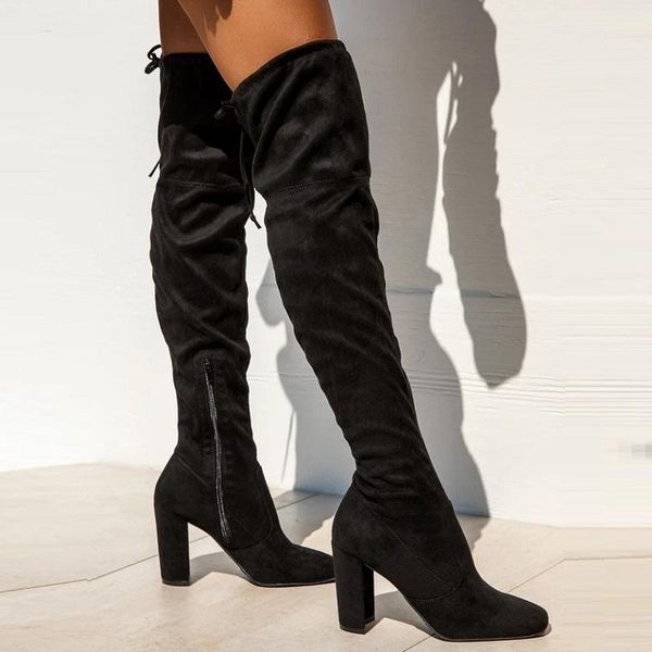 boots autumn winter women thigh high lace up heels ladies over the knee long fashion square toe zipper female shoes, Black
boots autumn winter women thigh high lace up heels ladies over the knee long fashion square toe zipper female shoes, Black