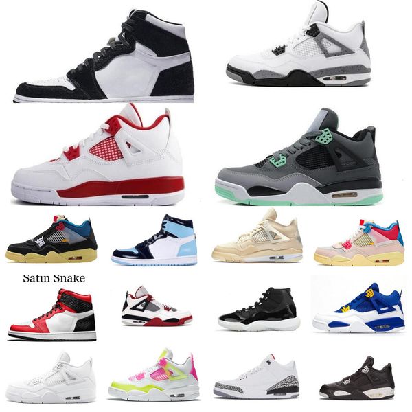 new men jumpman 4 4s 3s 5s basketball shoes white lemon pink metallic purple bred cactus jack mens womens trainer sneakers 28m79f