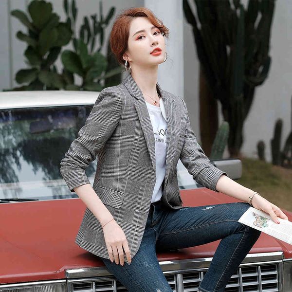 suit suit female gray chess single blazer button for spring summer fashion s-4xl ladies coat, White;black
suit suit female gray chess single blazer button for spring summer fashion s-4xl ladies coat, White;black