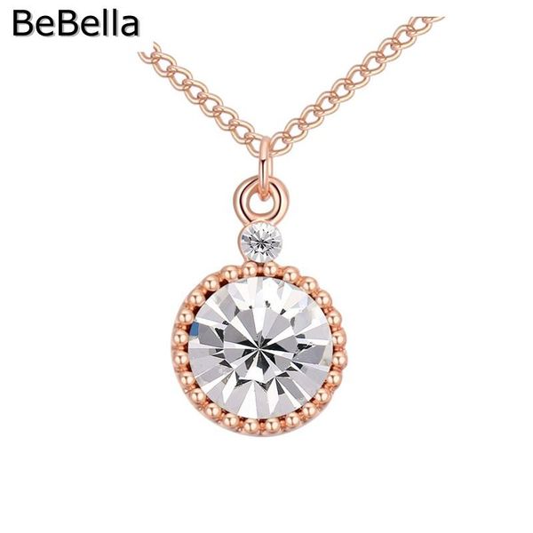 pendant necklaces bebella round shape rose gold crystal made with czech women gift, Silver
pendant necklaces bebella round shape rose gold crystal made with czech women gift, Silver
