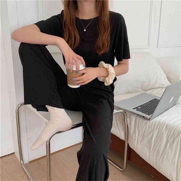 casual solid women's two piece set short sleeve t shirt suit summer loose pants trousers 2 woman dress 210507, White
casual solid women's two piece set short sleeve t shirt suit summer loose pants trousers 2 woman dress 210507, White