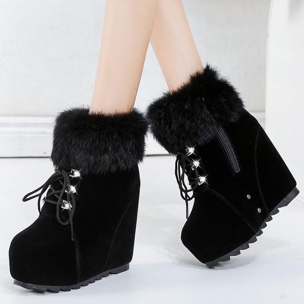 boots crystal lace up fluffy fur ankle women super high heels wedges snow winter warm plush plaform shoes woman, Black
boots crystal lace up fluffy fur ankle women super high heels wedges snow winter warm plush plaform shoes woman, Black