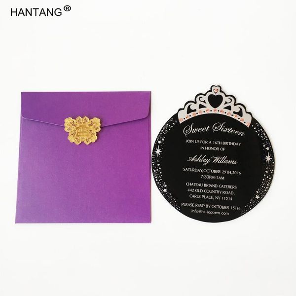 greeting cards 150x170mm round princess crown shape black acrylic birthday invitation card sweet sixteen 100pcs per lot
greeting cards 150x170mm round princess crown shape black acrylic birthday invitation card sweet sixteen 100pcs per lot