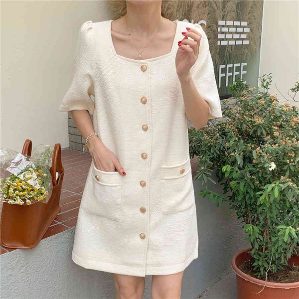 casual dresses 2021 summer tweed woolen women korean temperament single breasted short sleeve vintage robe femme vestidos 3n9m, Black;gray
casual dresses 2021 summer tweed woolen women korean temperament single breasted short sleeve vintage robe femme vestidos 3n9m, Black;gray