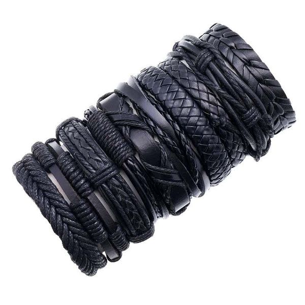 tennis 10pcs braided genuine leather bracelet men punk black wrap woven bangles adjustable set jewelry, Golden;silver
tennis 10pcs braided genuine leather bracelet men punk black wrap woven bangles adjustable set jewelry, Golden;silver