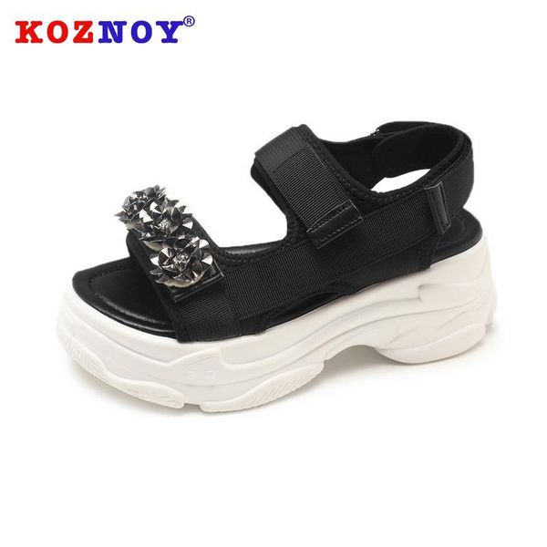 koznoy sandals women 2021 summer open toe fashion hook loop thick bottom flower flat bottomed heel platform causal shoes, Black 
koznoy sandals women 2021 summer open toe fashion hook loop thick bottom flower flat bottomed heel platform causal shoes, Black