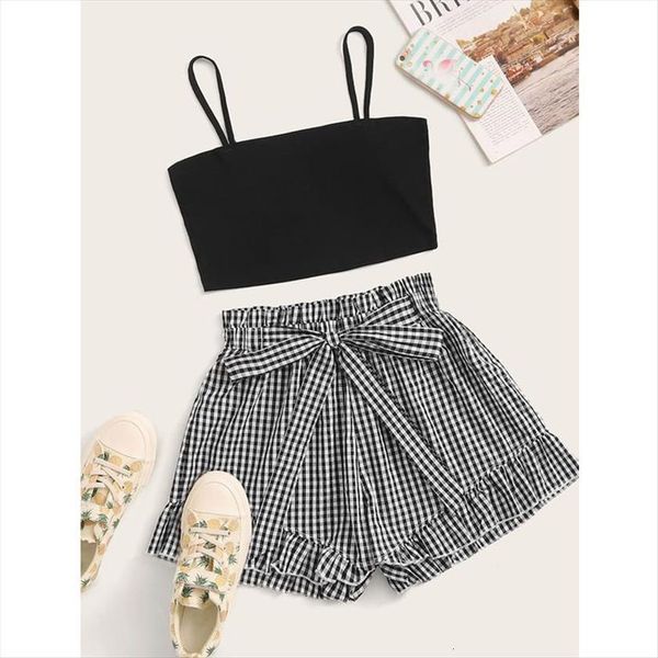 summer lovely kids girls clothes sets 0 4y strapless pullover solid vest bowknot plaid printed shorts, White
summer lovely kids girls clothes sets 0 4y strapless pullover solid vest bowknot plaid printed shorts, White