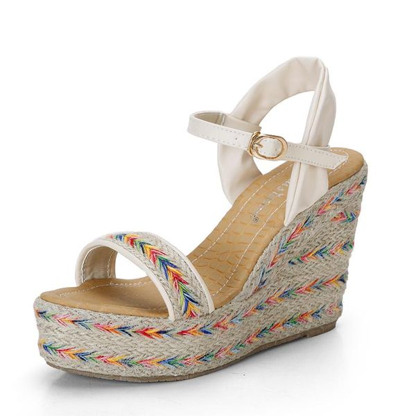 women's sandals spring and summer roman style wedge heel ethnic trifle thick-soled straw high-heeled dress shoes, Black
women's sandals spring and summer roman style wedge heel ethnic trifle thick-soled straw high-heeled dress shoes, Black